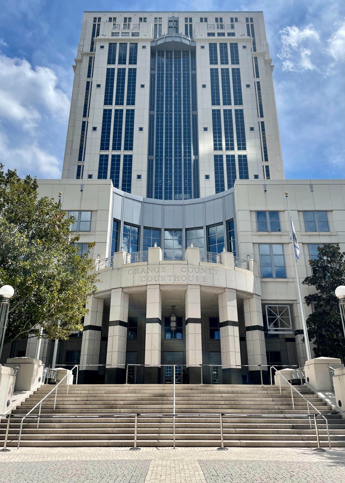 Orange County Courthouse entrance and tower in Orlando